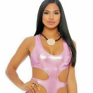 Metallic Sporty High-cut One Piece Swimsuit Pool Swimwear OP5509